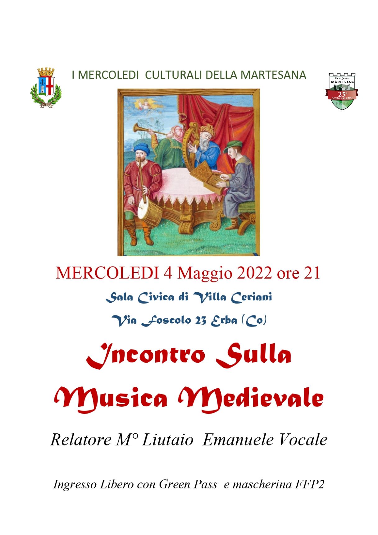 I mercoledì culturali della Martesana Incontro sulla Musica Medievale 