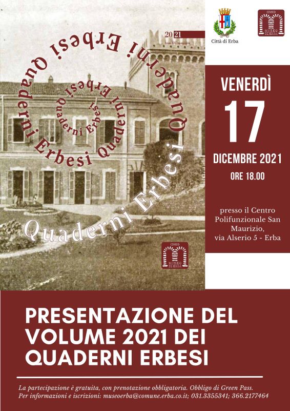 Presentazione del volume 2021 dei quaderni erbesi