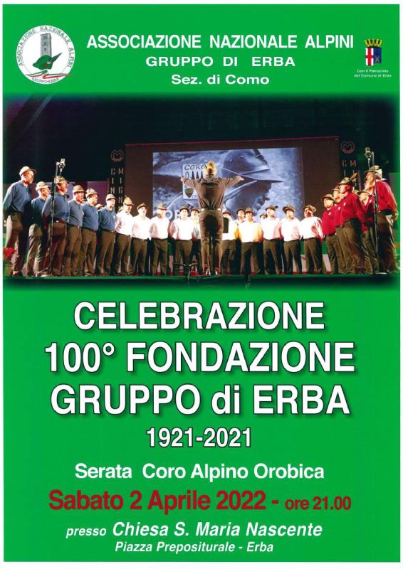 Celebrazione 100° Fondazione Ass. Naz. ALPINI Gruppo di Erba 1921-2021