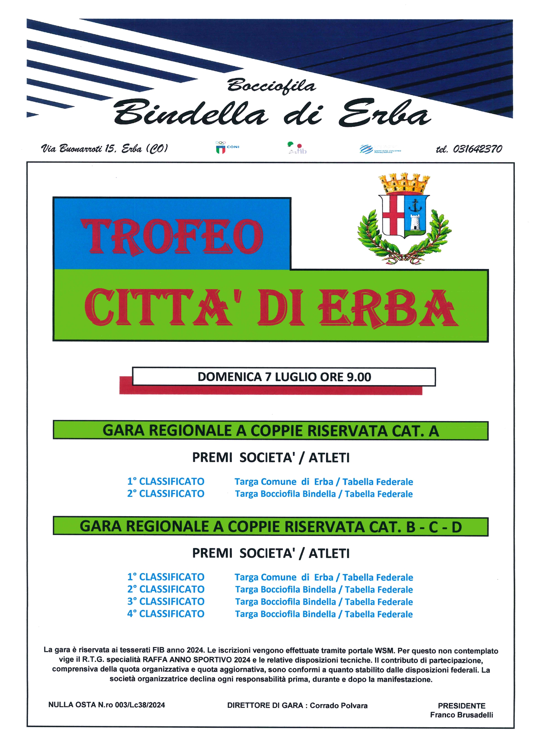 Bocciofila - trofeo città di Erba