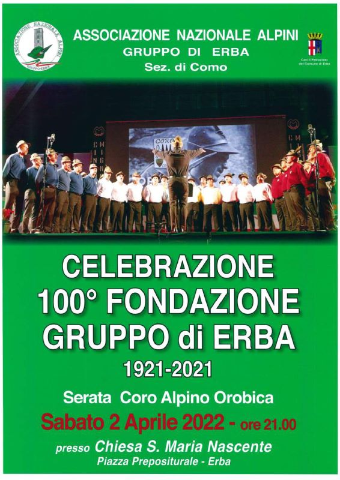 Celebrazione 100° Fondazione Ass. Naz. ALPINI Gruppo di Erba 1921-2021