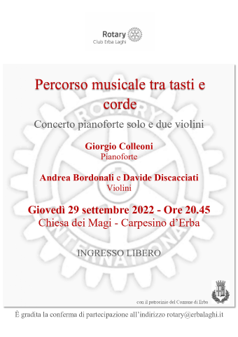 29 settembre 2022 - Concerto pianoforte solo e due violini
