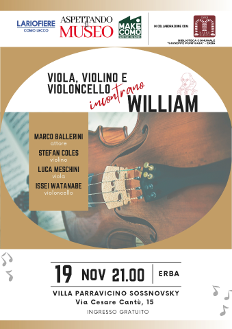 Viola, violino e violoncello incontrano William_19 novembre ore 21 a Erba